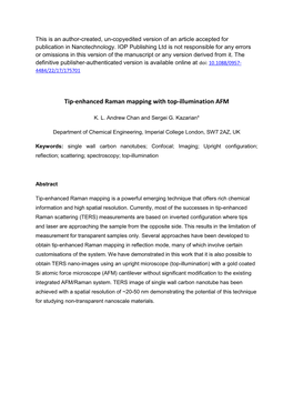 Tip-Enhanced Raman Mapping with Top-Illumination AFM
