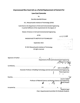 Unprocessed Rice Husk Ash As a Partial Replacement of Cement for Low-Cost Concrete