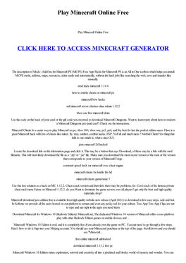 Play Minecraft Online Free