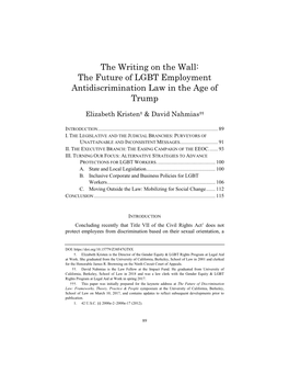 The Future of LGBT Employment Antidiscrimination Law in the Age of Trump