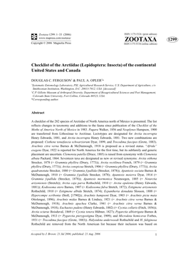 Zootaxa 1299: 1–33 (2006) ISSN 1175-5326 (Print Edition) ZOOTAXA 1299 Copyright © 2006 Magnolia Press ISSN 1175-5334 (Online Edition)