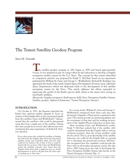 The Transit Satellite Geodesy Program