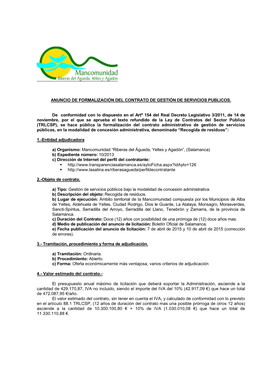 Anuncio Formalizacion Contrato