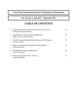 Table of Contents