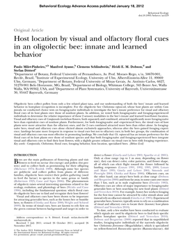 Host Location by Visual and Olfactory Floral Cues in an Oligolectic Bee: Innate and Learned Behavior