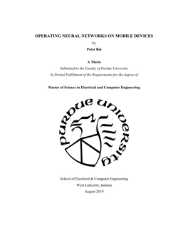 OPERATING NEURAL NETWORKS on MOBILE DEVICES by Peter Bai