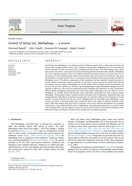 Acta Tropica Control of Biting Lice, Mallophaga