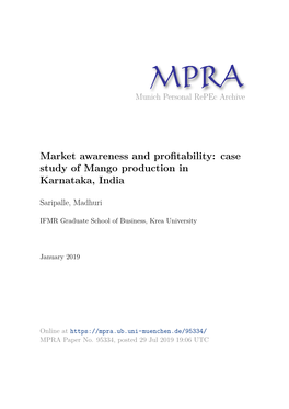 Case Study of Mango Production in Karnataka, India