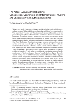 The Arts of Everyday Peacebuilding: Cohabitation, Conversion, and Intermarriage of Muslims and Christians in the Southern Philippines