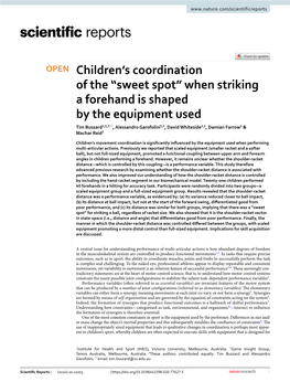 Children's Coordination of the “Sweet Spot” When Striking a Forehand Is Shaped by the Equipment Used