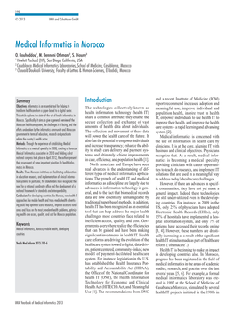 Medical Informatics in Morocco O