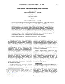 Child Trafficking: Analysis of the Leading Familial Determinants