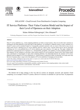 IT Service Platforms: Their Value Creation Model and the Impact of Their Level of Openness on Their Adoption