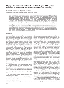 Phylogenetic Utility and Evidence for Multiple Copies of Elongation Factor-1␣ in the Spider Genus Habronattus (Araneae: Salticidae)