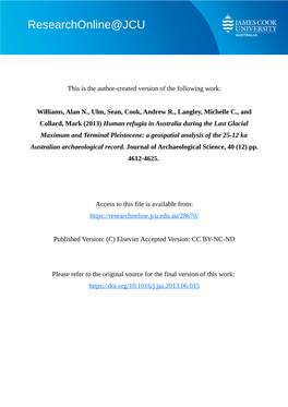 Human Refugia in Australia During the Last Glacial Maximum and Terminal Pleistocene: a Geospatial Analysis of the 25-12 Ka Australian Archaeological Record