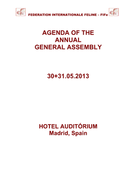 Agenda of the Annual General Assembly 30+31.05.2013