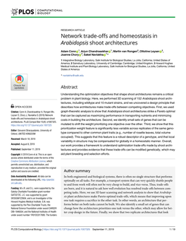 Network Trade-Offs and Homeostasis in Arabidopsis Shoot Architectures