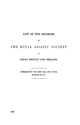 The Royal Asiatic Society