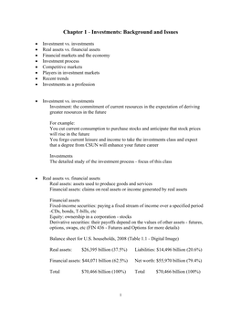 Chapter 1 - Investments: Background and Issues