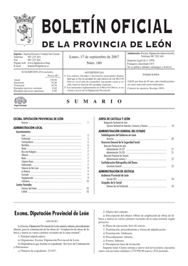 Boletín Oficial De La Provincia De León