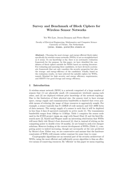 Survey and Benchmark of Block Ciphers for Wireless Sensor Networks