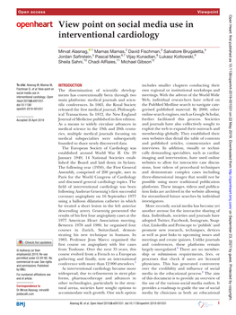 View Point on Social Media Use in Interventional Cardiology