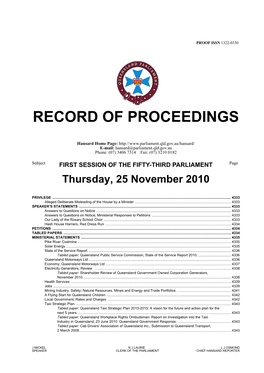 Record of Proceedings