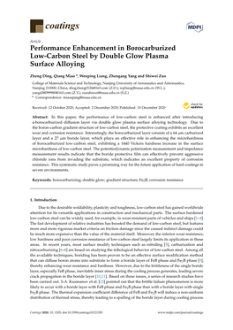 Performance Enhancement in Borocarburized Low-Carbon Steel by Double Glow Plasma Surface Alloying