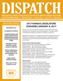 2017 Kansas Legislature Convenes January 9, 2017