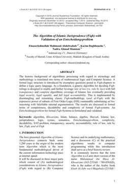 Fiqh) with Validation of an Entscheidungsproblem