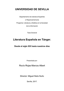 Literatura Española En Tánger