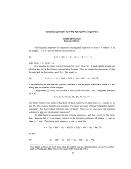 Or Sequences of Polygonal Numbers) of Order R (Where R Is an Integer, R > 3) May Be Defined Recursively By