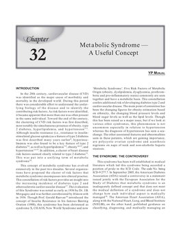 Metabolic Syndrome — a Useful Concept 185