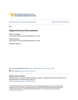 Regional Science Reconsidered