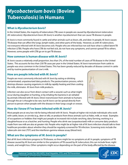 Mycobacterium Bovis (Bovine Tuberculosis) in Humans