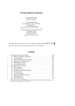 Groups Defined by Automata Contents