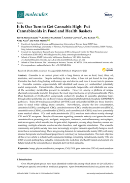 It Is Our Turn to Get Cannabis High: Put Cannabinoids in Food and Health Baskets