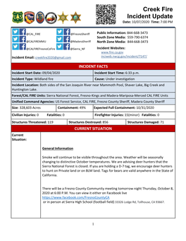 Creek Fire Incident Update