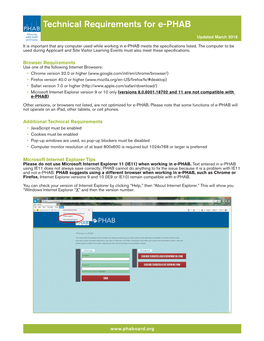 Technical Requirements for E-PHAB