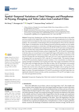 Spatial–Temporal Variations of Total Nitrogen and Phosphorus in Poyang, Dongting and Taihu Lakes from Landsat-8 Data