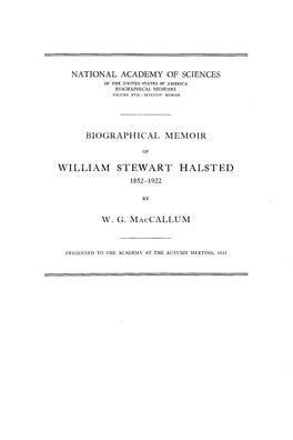 William Stewart Halsted 1852-1922