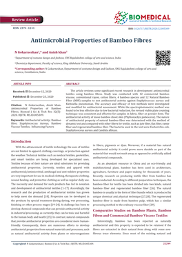 Antimicrobial Properties of Bamboo Fibres