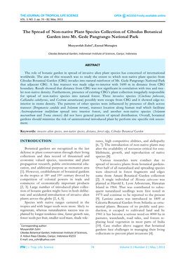 The Spread of Non-Native Plant Species Collection of Cibodas Botanical Garden Into Mt