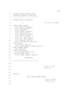 2302 1 UNITED STATES DISTRICT COURT SOUTHERN DISTRICT of NEW YORK 2 ---X 3 UNITED STATES OF