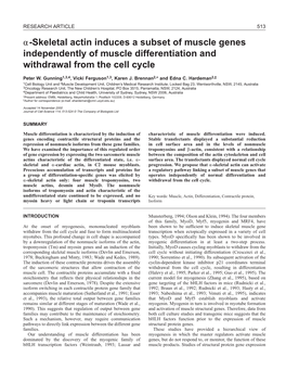 Skeletal Actin Induces a Subset of Muscle Genes Independently of Muscle Differentiation and Withdrawal from the Cell Cycle