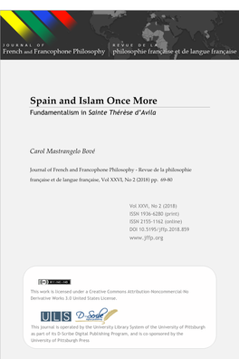 Spain and Islam Once More Fundamentalism in Sainte Thérèse D’Avila