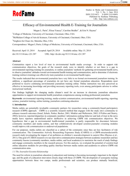 Efficacy of Environmental Health E-Training for Journalists