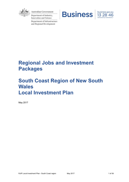 RJIP Local Investment Plan - South Coast Region May 2017 1 of 36