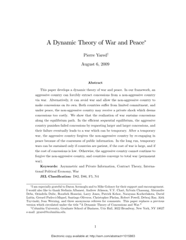 A Dynamic Theory of War and Peace