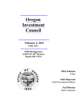 Oregon Investment Council February 4, 2015 OPERF Fixed Income Portfolio Review